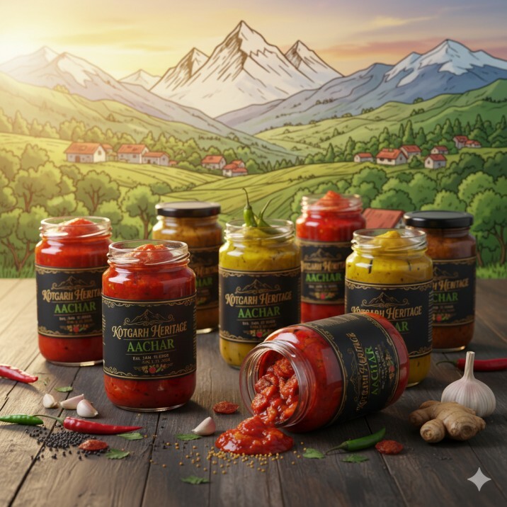 Home-style aachar preparation in a village kitchen in Shathla, Kotgarh following traditional family methods